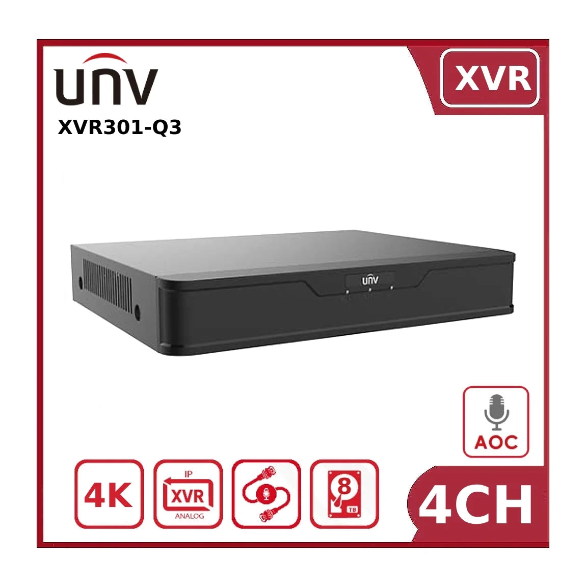 uniview xvr301 04q3 unv 8mp hybrid 4k dvr 4 channel bnc, 2 channel ip, h.265 1hdd xvr uniview xvr301 04q3 unv 8mp hybrid 4k dvr 4 channel bnc, 2 channel ip, h.265 1hdd xvr