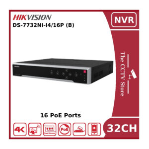 hikvision ds 7732ni i4/16p 32 channel 12mp 4k nvr with 16 poe ports & 4 hdd bays