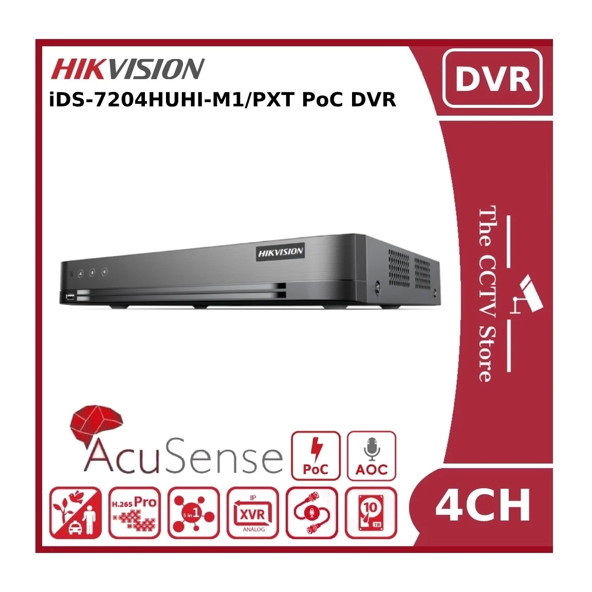 hikvision ids 7204huhi m1/pxt 8mp lite 4 channel turbo hd acusense hybrid poc & aoc dvr with tvi two way audio support hikvision ids 7204huhi m1/pxt 8mp lite 4 channel turbo hd acusense hybrid poc & aoc dvr with tvi two way audio support